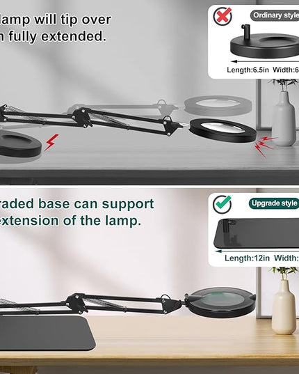 5X Magnifying Glass with Light and Stand, NAKOOS 3-in-1 Magnifying Lamp with Light, 3 Lightings Dimmable Magnifier with Anti-dust Cover and Timer, Soldering Magnifying Glass for DIY Close Work - LeafyLoom