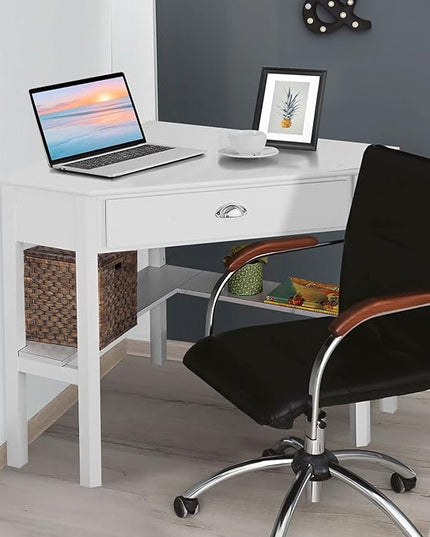 Giantex with One Drawer and One Storage Shelf, White Finish - LeafyLoom