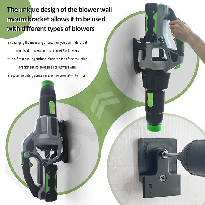 Blower Mounting Bracket for EGO 530, 615, 650, LB5300 Leaf Blower, with Blower Battery Bracket - Black - LeafyLoom