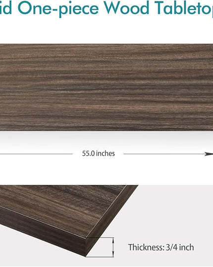 Kaboon Universal Tabletop 55"x20", Solid One-Piece Melamine Table Top, Double Desk L-Desk DIY, Home and Office,Eucalyptus/Dark Walnut - LeafyLoom