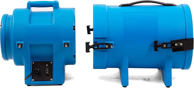 MOUNTO 8inch 1/3hp High Pressure Axial Blower Fan for Ventilation w/ 25ft hoses and canister - LeafyLoom