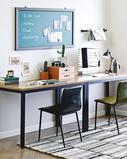Need Computer Desk, 47 inch Home Office Desk, Modern Simple Style Home Office Gaming Desk, Basic Writing Table for Study Student, Black Metal Frame, Teak - LeafyLoom