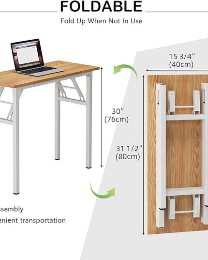 Need Small Desk 31 1/2" No Assembly Foldable Writing Table,Sturdy and Heavy Duty Folding Computer Desks for Small Space/Home Office/Dormitory AC5BW(80 * 40) - LeafyLoom
