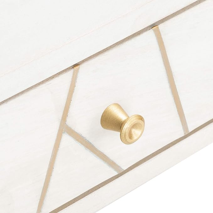 Safavieh Home Office Collection Marigold White Wash and Brass 1-Drawer Hairpin Leg Desk, 0 - LeafyLoom