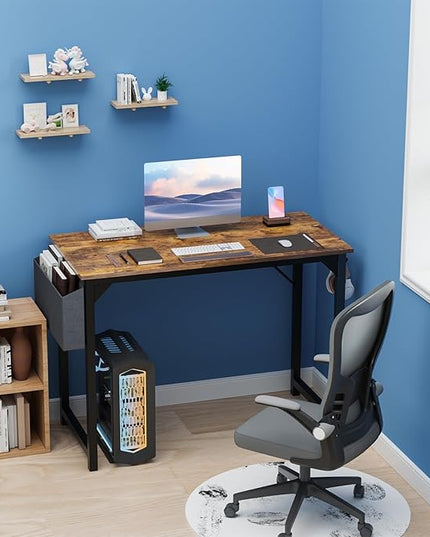 Office Desk Modern Simple Style Writing Study Work Computer Table for Home Bedroom, 40 Inch, Rustic Brown - LeafyLoom