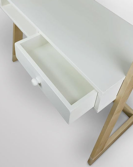 American Trails Freestanding Ladder Desk With Drawer, Natural Maple/White - LeafyLoom