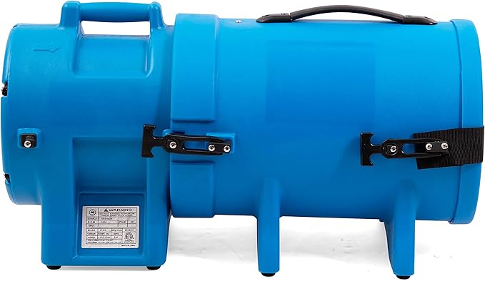 MOUNTO 8inch 1/3hp High Pressure Axial Blower Fan for Ventilation w/ 25ft hoses and canister - LeafyLoom