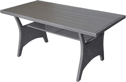 6-Piece Patio Furniture Set with Dining Table, Outdoor Garden Sectional Sofa, All-Weather Wicker Conversation Couch with Chairs, Stools and Cushions, Onesize, Gray Rattan - LeafyLoom