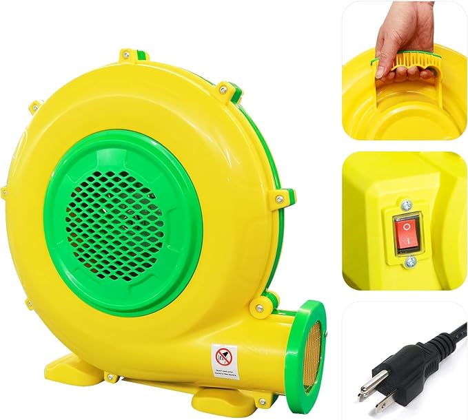 Air Blower for Inflatables, 950Watt 1.25HP Bounce House Blower, Inflatable Bubble House Blower, Electric Fan Pump for Outdoor Inflatable Paint Booth Water Slid, Bouncy Castle, Jumper, Blower Corded - LeafyLoom