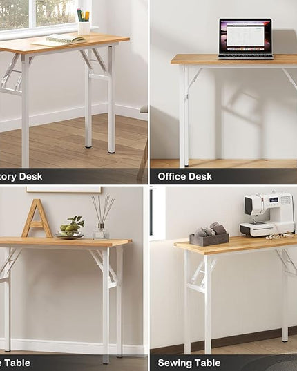 Need Small Desk 31 1/2" No Assembly Foldable Writing Table,Sturdy and Heavy Duty Folding Computer Desks for Small Space/Home Office/Dormitory AC5BW(80 * 40) - LeafyLoom