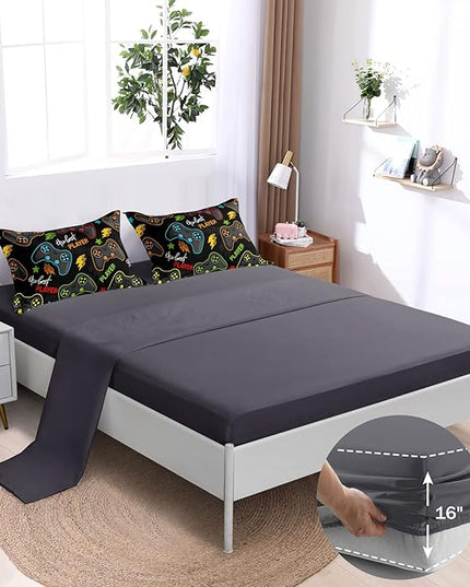 6 Pieces Gamer Comforter Set for Boys Gaming Bedding Set Queen Size,Video Game Controller Comforter for Boys Kids Adult 3D Gamepad Microfiber Bedding Sets 6 Pieces Bed in A Bag Sets3011,Queen - LeafyLoom