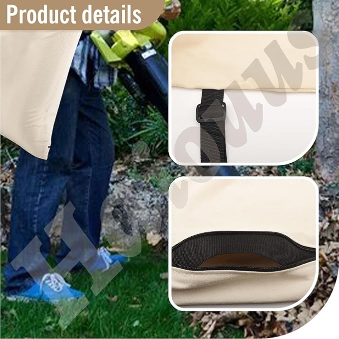 31101810 Blower Debris Vacuum Bag, Compatible with Greenworks Vacuum Bag 24022 24072 Leaf Blower Vacuum Debris White Cloth Bag w/Zipper,Replace 31103148 - LeafyLoom