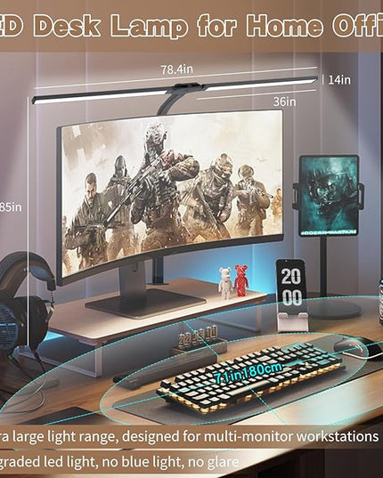 LED Desk Lamp for Home Office, Gooseneck Desk Light Architect Clip on office Lamp with 10 Dimmable 7 Modes, 24W Sensor Auto Dimming Table Lights for Desk, Adapter Included - LeafyLoom