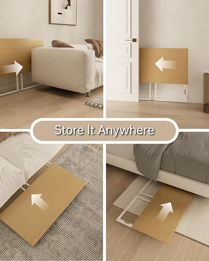 Folding Desk 40 Inch - Small Foldable Desk for Small Space Minimalist, Space Saving Collapsible Compact Desk Portable Table for Craft, Writing, Study and Work (No Assembly Required) - LeafyLoom