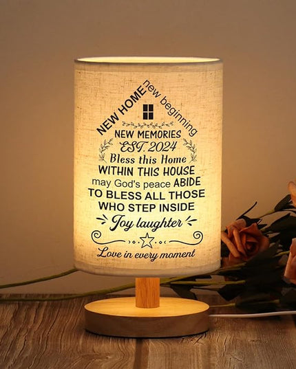 WSYEAR Housewarming Gift for New House Decor, Table Lamp Housewarming Gift Ideas,House Warming Gifts New Home Women Couple, New Home New Adventure New Memories - LeafyLoom