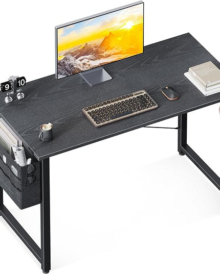 ODK Computer Desk, 40 Inch Small Study Desk, Office Desk with Storage, Work Table with Headphone Hook for Small Space Home Office, Gray - LeafyLoom