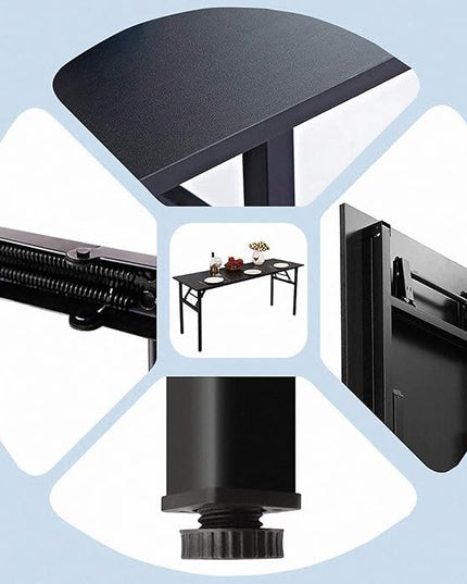 Need Home Office Desk - 60 Inches Large Computer Desk Sturdy Black Table Foldable Desk Gaming Computer Table No Assembly Required AC5CB 60 inch - LeafyLoom