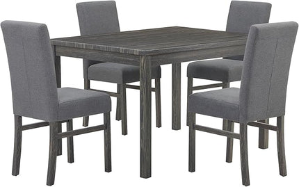 RITSU 5 Piece Kitchen Dining Set, Small Rectangular Table with Storage Shelf and 4 Upholstered Chairs, for Farmhouse, Apartment, Restaurant, Gray - LeafyLoom