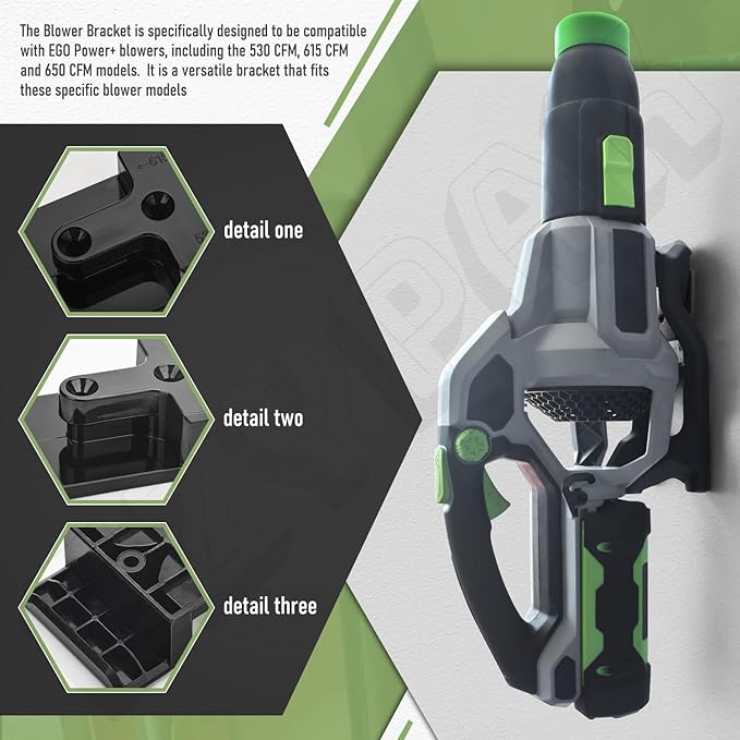 Blower Mounting Bracket for EGO 530, 615, 650, LB5300 Leaf Blower, with Blower Battery Bracket - Black - LeafyLoom