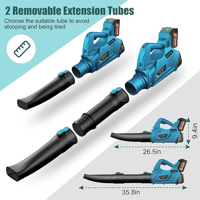 Leaf Blower - 320CFM 180MPH 21V Leaf Blower Cordless with 2 X 5.0 Ah Battery & Charger, Electric Leaf Blower Battery Powered Leaf Blower Lightweight for Snow Blowing & Lawn Care Yard Cleaning - LeafyLoom