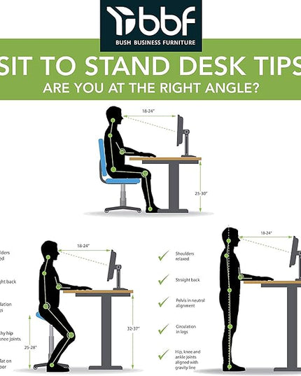 Bush Business Furniture Move 60 Electric Ergonomic Sit-Stand Computer Table for Home and Professional Office, 48W x 24D, Mocha Cherry - LeafyLoom