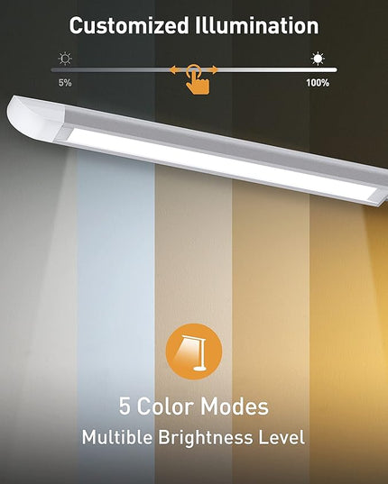 Desk Lamp, Dimmable Desk Light with USB Charging Port, Led Desk Lamp with 10 Brightness Levels & 5 Color Temperature, Touch Control, Adjustable Arm, Eye-Caring for Home Office Bedroom Reading - LeafyLoom