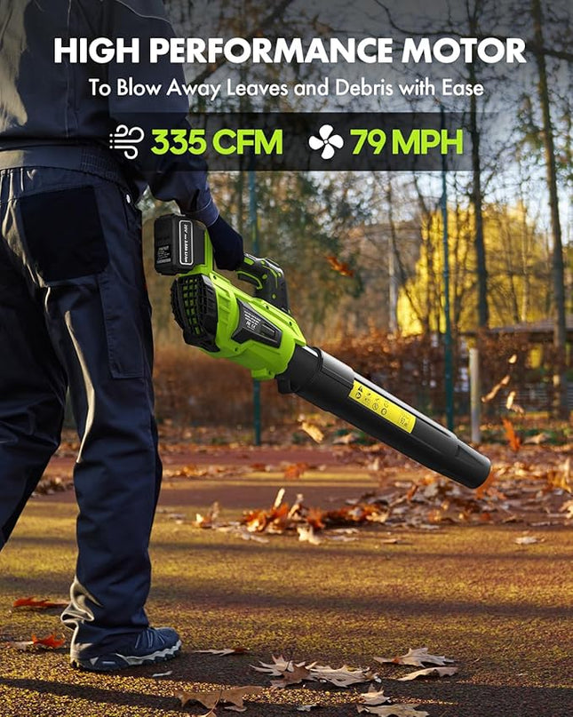 Leaf Blower Cordless with Battery and Charger - Anykit 20V Electric Leaf Blower 2 Speed Modes, Blower Cordless Battery Leaf Blower for Clearing Deck Sidewalk Driveway - LeafyLoom