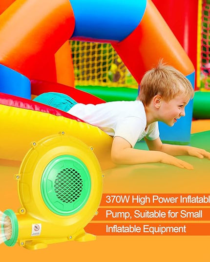 Bounce House Blower, 370W 0.5HP Commercial Air Blower with Double-sided Fan Blade Design, Strong Wind and Great Heat Dissipation Properties for Small Bouncy Castle, Jump Slides, Inflatable Arch - LeafyLoom