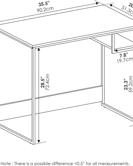 Furinno Moretti Lifestyle Study Desk, 35 Inches, French Oak Grey - LeafyLoom