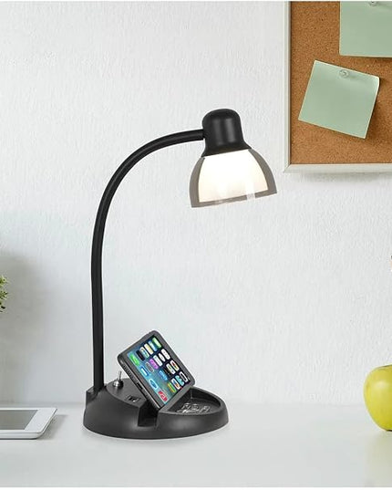 SIMPLEE ADESSO Charging Station LED Desk Lamp, Black Finish - LeafyLoom