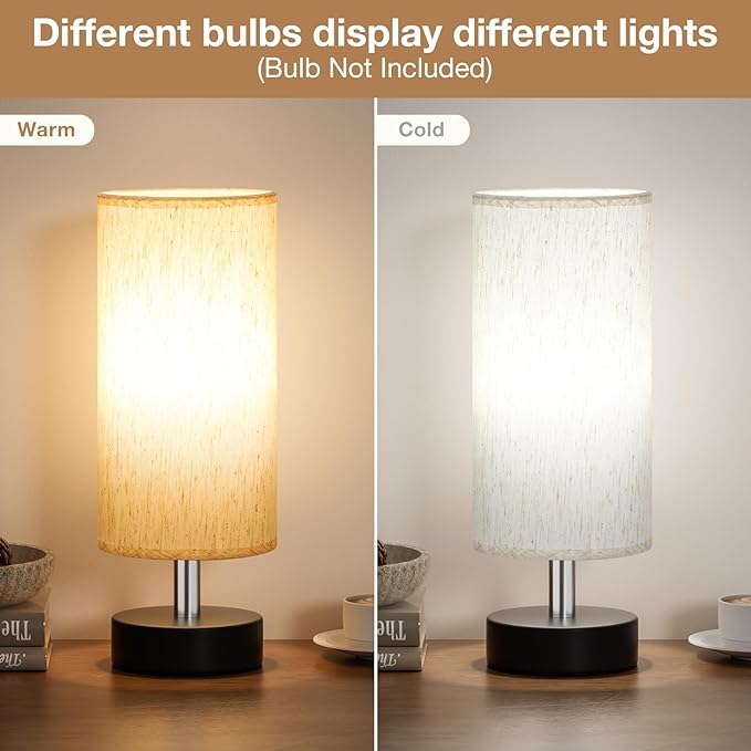 Small Table Lamp for Bedroom Set of 2 - Bedside Lamps for Night Stands, Minimalist Nightstand Light Lamp, Desk Lamps for Reading Room, Kids Room, Living Room, Office, Dorm - LeafyLoom