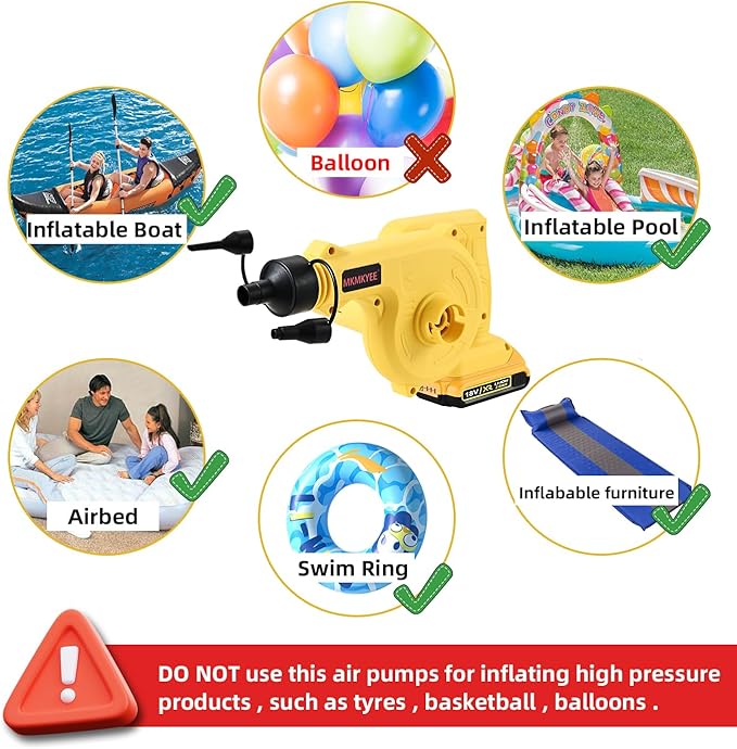 Cordless Blower for DEWALT 20V Max Battery, 3-in-1 Handle Small Blower & Vacuum & Inflatable Compatible with DEWALT Battery by MKMKYEE (Battery Not Included) - LeafyLoom