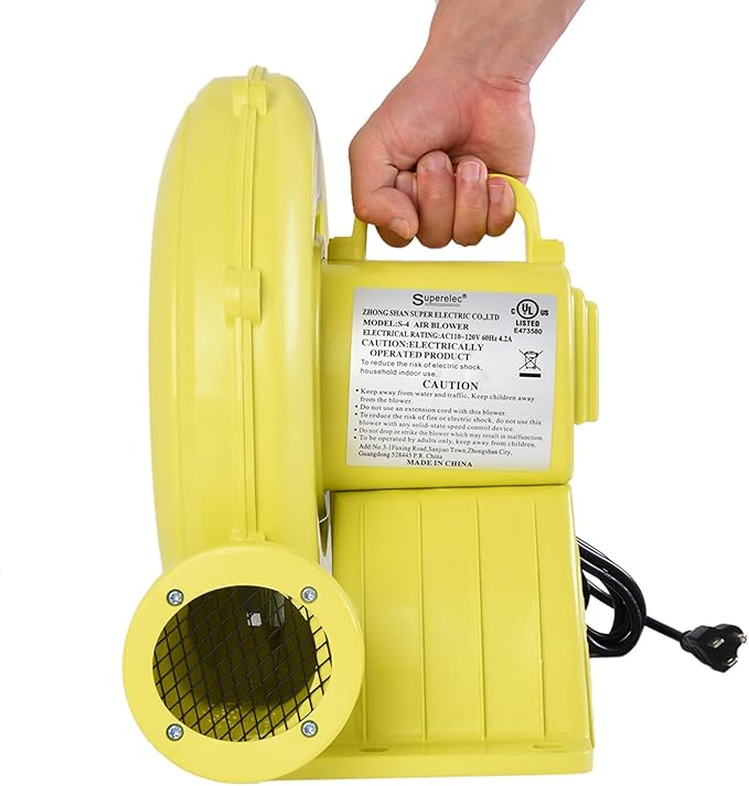 350W Air Blower, Pump Fan Commercial Inflatable Bouncer Blower, Perfect for Inflatable Water Bounce House, Jumper, Bouncy Castle Yellow - LeafyLoom