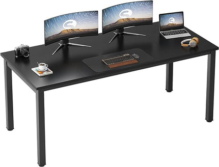 Need 70.8 Inch Executive Office Desk, Large Stylish Computer Desk, Simple Study Writing Desk, Workstation Business Furniture for Home Office, Black - LeafyLoom