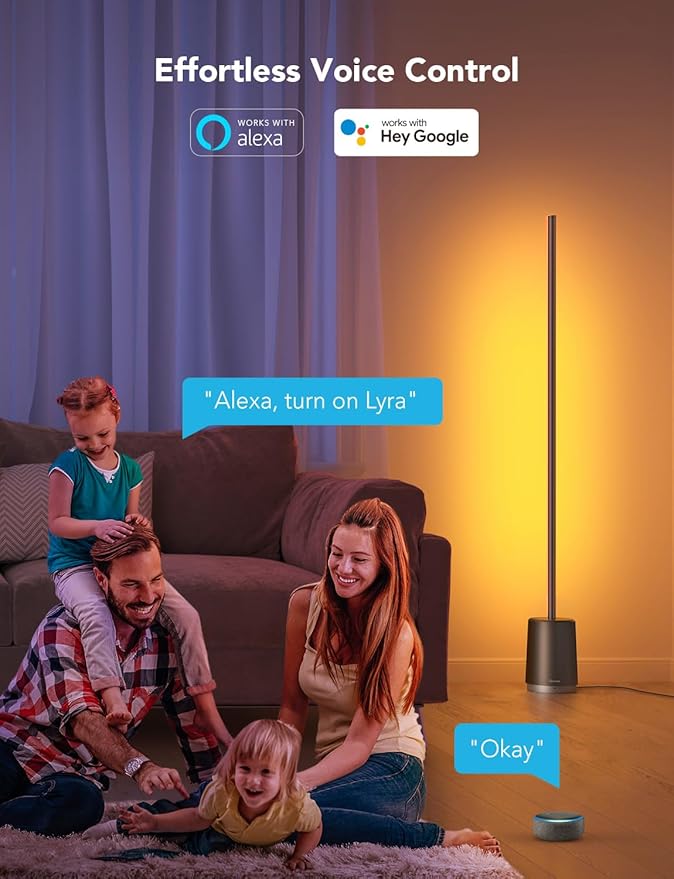 Govee RGBIC Floor Lamp, Modern LED Lyra Corner Lamp with 64+ Scene & Music Modes, 1500 Lumens, DIY Mode, Smart Remote Control Standing Floor Lamp for Bedroom, Living Room, Gaming Room, Black - LeafyLoom