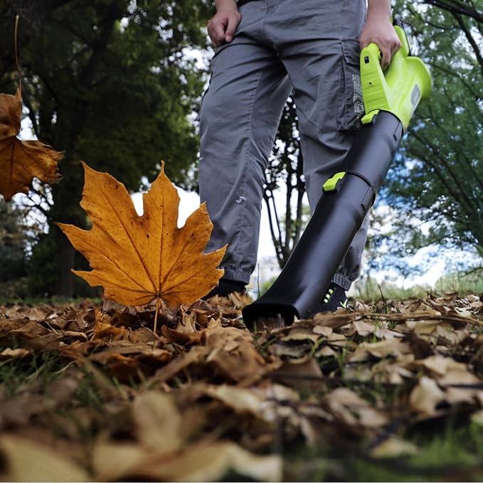 Yougfin Cordless Leaf Blower, 320 MPH 21V Electric Blowers for Lawn Care, Battery Powered Blower with 6 Speed Mode (4.0Ah Battery & Charger Included) - LeafyLoom