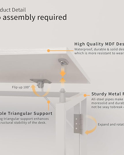 Folding Desk 30 Inch - Small Foldable Desk for Small Space Minimalist, Space Saving Collapsible Compact Desk Portable Table for Craft, Writing, Study and Work (No Assembly Required) - LeafyLoom