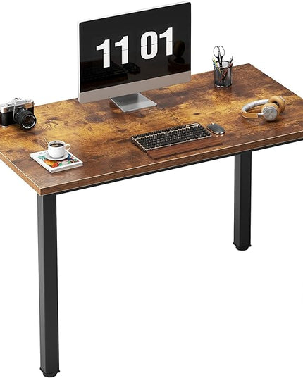 Need Small Desk, 39.4 inches Sturdy Writing Desk for Small Spaces, Small Computer Desk Teens Desk Study Table Laptop Desk Home Ofice Desk, Black Metal Frame, Rustic Brown - LeafyLoom