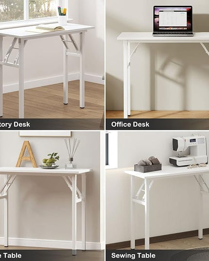Need Small Desk 31 1/2" No Assembly Foldable Writing Table,Sturdy and Heavy Duty Folding Computer Desks for Small Space/Home Office/Dormitory AC5DW(80 * 40) - LeafyLoom