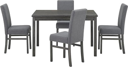RITSU 5 Piece Kitchen Dining Set, Small Rectangular Table with Storage Shelf and 4 Upholstered Chairs, for Farmhouse, Apartment, Restaurant, Gray - LeafyLoom