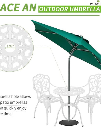 Bistro Table and Chairs Set of 2, Patio Furniture Bistro Set, Cast Aluminum Bistro Set 3 Piece Outdoor with Umbrella Hole for Balcony - LeafyLoom