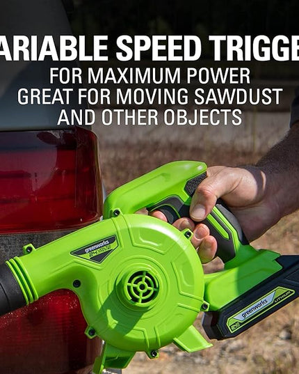 Greenworks 24V (90 MPH / 180 CFM / 125+ Compatible Tools) Cordless Shop Blower, Tool Only - LeafyLoom