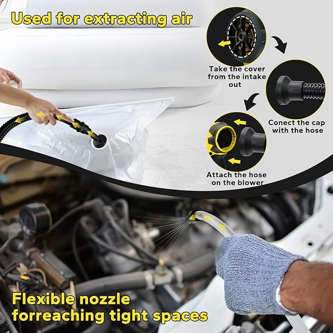 Cordless Dust Blower for Dewalt 20V Max Battery, 2-in-1 Blower & Vacuum, Handheld Blower HighSpeed Motor Air Compressed Duster w/ 671 MPH & 7 Nozzles for Sawmill Room, Home Cleaning(No Battery ) - LeafyLoom