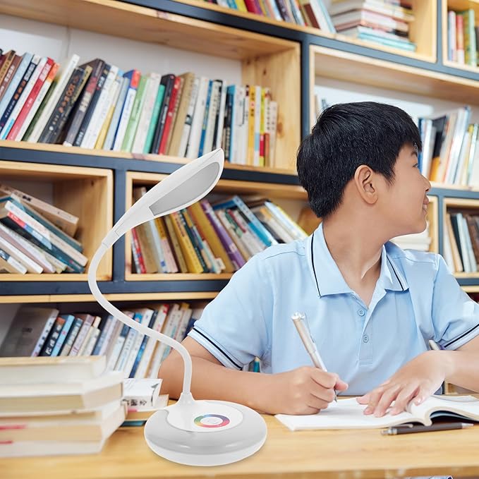 LED Gooseneck Desk Lamp, Office Desktop Lamp 3 Dimming Level, Touch Control, Battery Charging Table Lamp Adjustable Study Desk Lamp, Energy Saving Lamp Reading Light - LeafyLoom