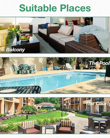 Outdoor Patio Furniture Sets 4 Pieces Patio Set Rattan Chair Wicker Sofa Conversation Set Patio Chair for Backyard Lawn Porch Poolside Balcony Garden Furniture Sets with Coffee Table (Brown) - LeafyLoom