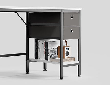 HOMIDEC Office Desk, Computer Desk with Drawers 47" Study Writing Desks for Home with Storage Shelves, Desks & Workstations for Home Office Bedroom - LeafyLoom