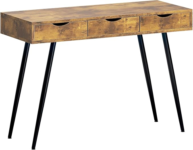 SogesHome 43.3'' Computer Desk, Home Office Work Table with 3-Drawers, Gaming Working Writing Table, Vintage Brown - LeafyLoom