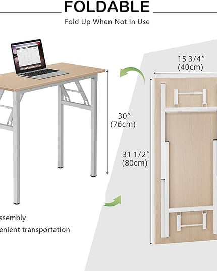 Need Small Desk 31 1/2" No Assembly Foldable Writing Table,Sturdy and Heavy Duty Folding Computer Desks for Small Space/Home Office/Dormitory AC5AW(80 * 40) - LeafyLoom