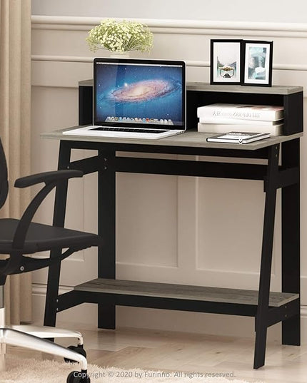 Furinno Simplistic A Frame Computer Desk, Black/French Oak Grey - LeafyLoom