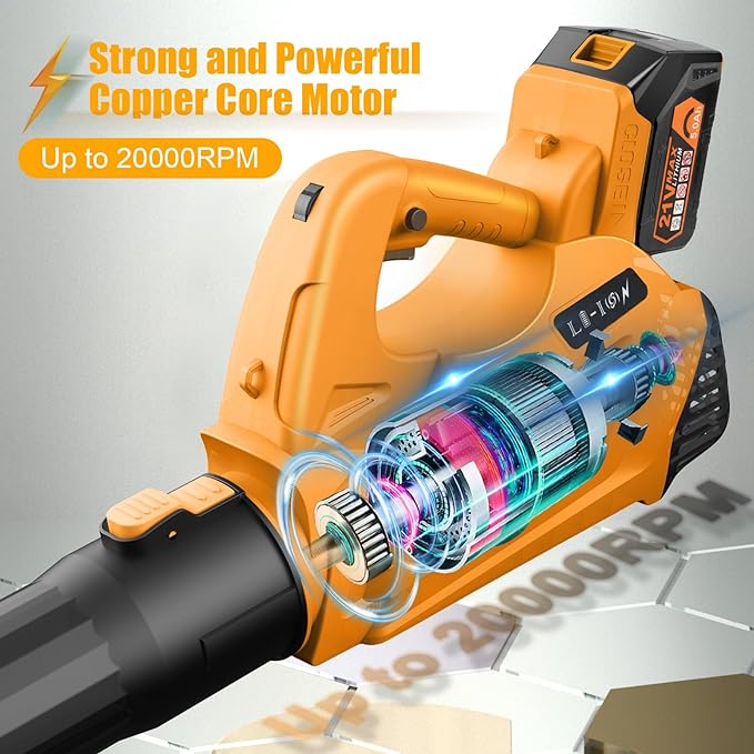 Leaf Blower - 320CFM 180MPH 21V Leaf Blower Cordless with 2 X 5.0 Ah Battery & Charger, Electric Leaf Blower Battery Powered Leaf Blower Lightweight for Snow Blowing & Lawn Care Yard Cleaning - LeafyLoom